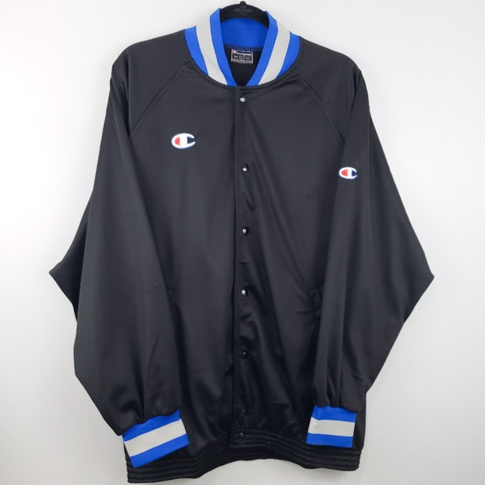 Champion Varsity Bomber Black Jacket Size L 90's